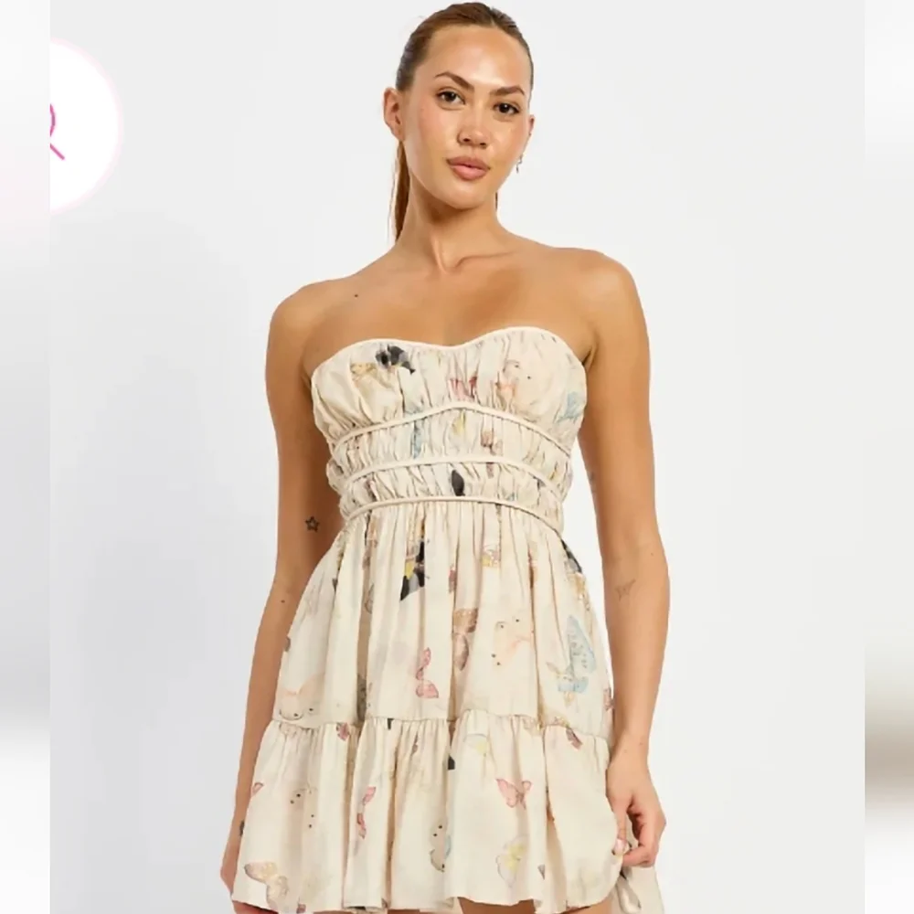 NWT ANTHROPOLOGIE JACQUIE THE LABEL BUTTERFLY PRINTED DRESS - Picture 1 of 3